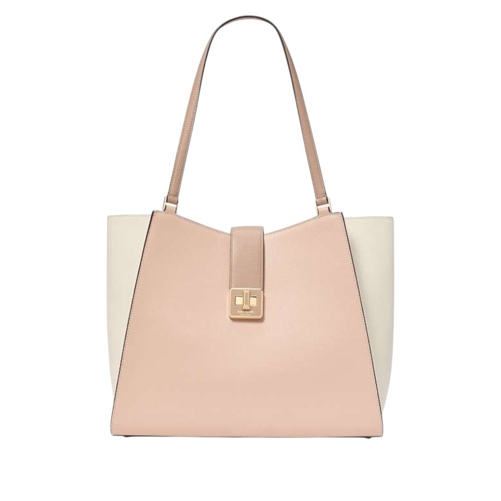 Kate Spade Blush Pink & Cream Refined Grain Leather Large Tote Shoulder Bag